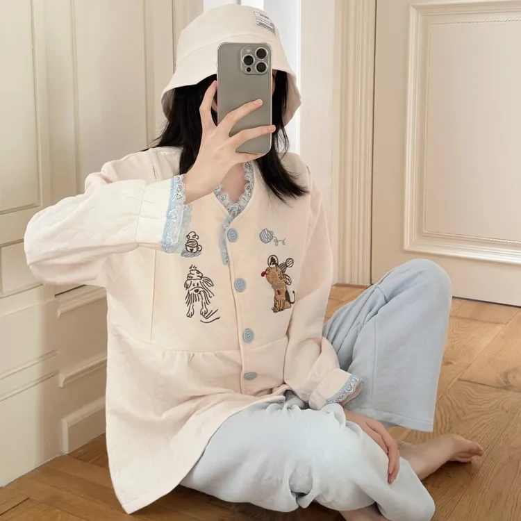 【送帽子】空气棉月子服11-12月份秋冬季纯棉产后加厚孕妇睡衣哺乳