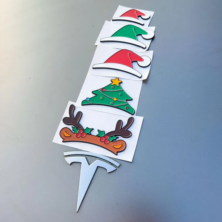 圣诞主题圣诞树麋鹿帽小红帽卡通车贴3D立体个性创意车贴车标贴