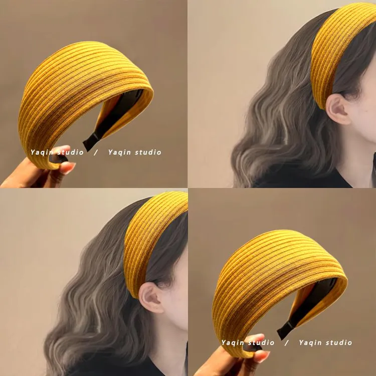 浓郁姜色~黄色针织带齿宽边发箍！覆古头箍发卡简约发带发饰女秋