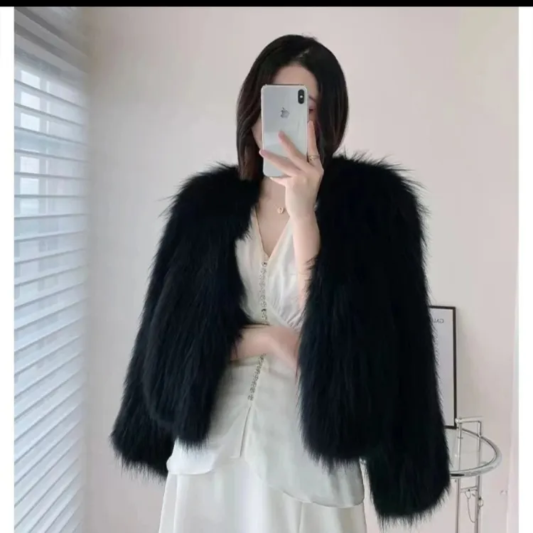 貉子毛外套女装衣长50气质百搭时尚潮流女品质皮草直播海宁皮草