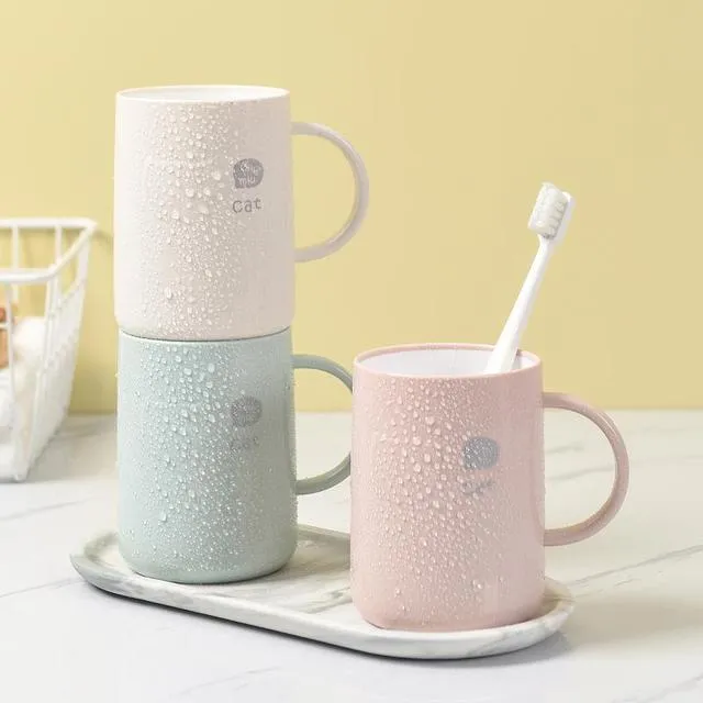 荞芬双层加厚漱口杯简约塑料PP材质牙刷杯子耐摔易清洗底厚不到杯