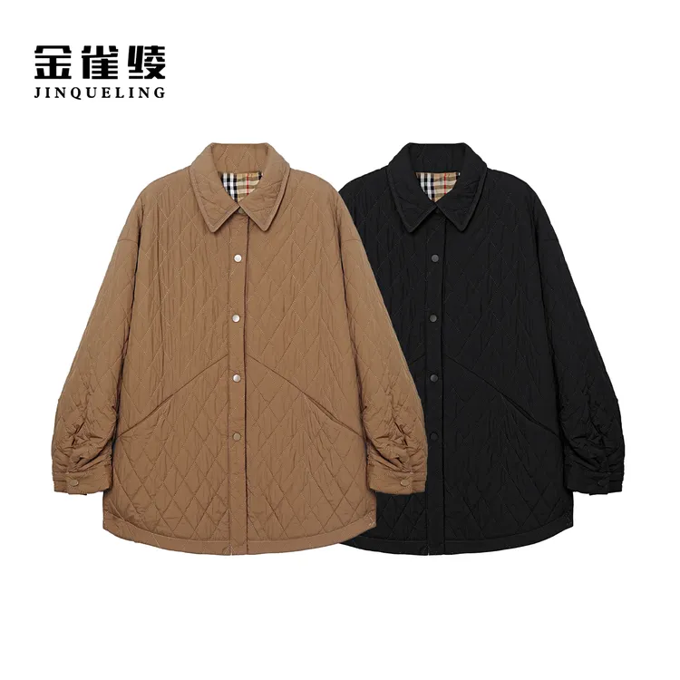 金雀绫【格调小羊】设计师款翻领加休闲宽加大棉服SZA4TW684