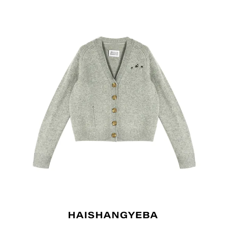 【海上叶爸】新款2025秋冬百搭绵羊毛宽松纽扣休闲简约厚款开衫