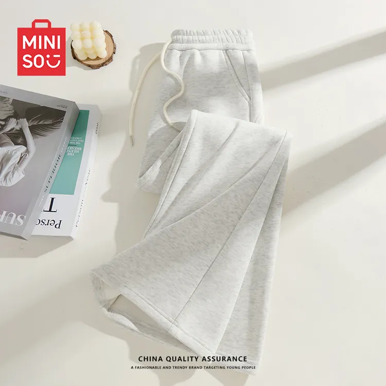 名创优品秋季新款喇叭裤女高腰修身显瘦休闲裤女士重磅华棉微喇裤