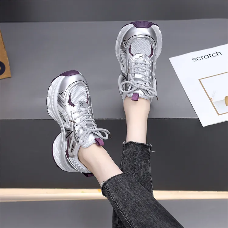 网面老爹鞋女2025新款厚底鞋子女春季跑步鞋休闲运动鞋百搭网鞋子