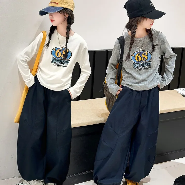 女童长袖t恤早秋穿搭2025新款女大童韩系打底衫儿童秋装百搭上衣