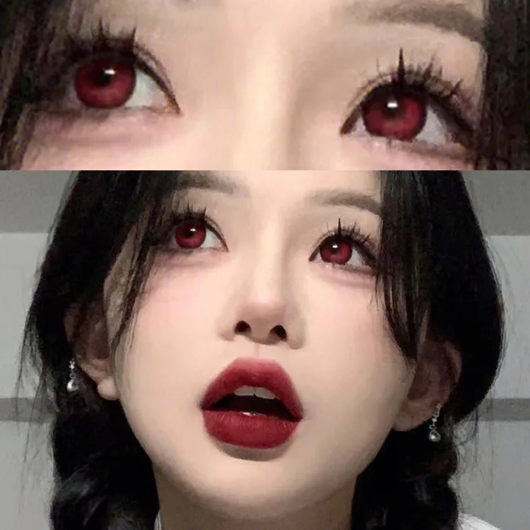 OVOLOOK万圣节红色一次性COS美瞳二次元隐形眼镜日抛10片绯色蔷薇