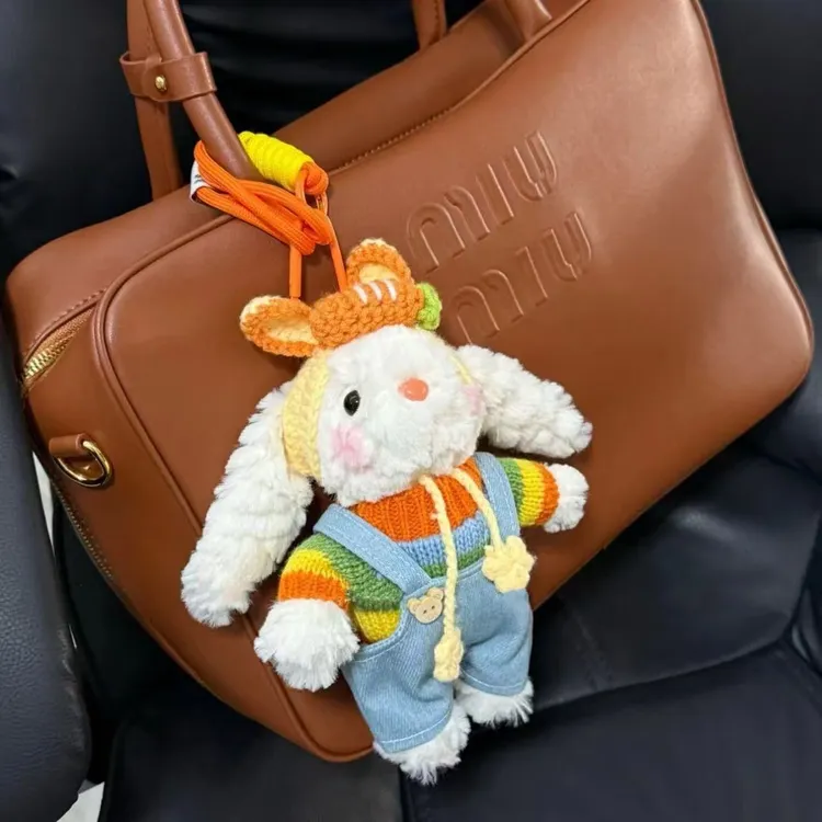 韩版垂耳兔邦尼兔玩偶毛绒可爱高颜值多巴胺风格包挂饰挂件小挂件