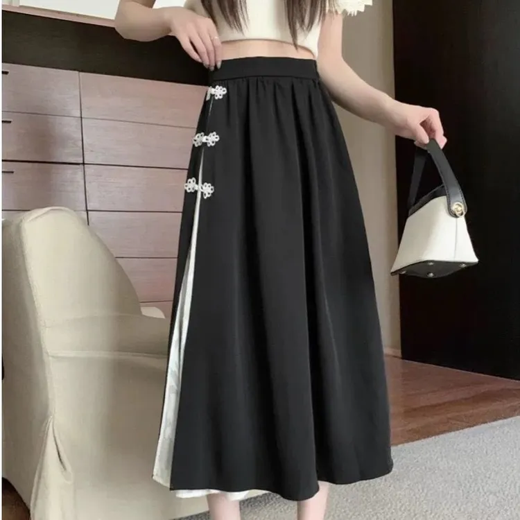 宽松夏季显瘦时尚套装#POLO领毛衣女秋高腰两件套搭配复古新A字