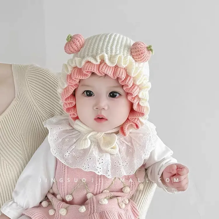 宝宝帽子秋冬季婴儿洋气毛线帽小月龄保暖针织帽外出加厚冬天可爱