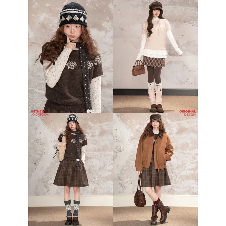 【HEYNEW黑妞】花朵针织套头毛衣5Q878