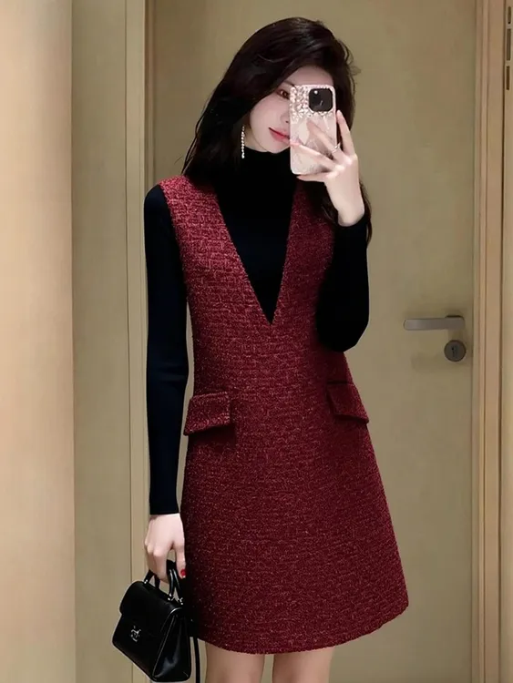 高端轻奢时尚大方得体显瘦气质无袖连衣裙女秋冬高级感优雅背心裙