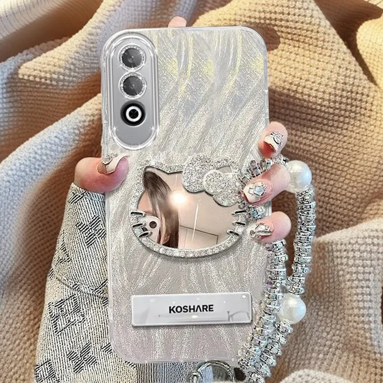 自带镜头膜OPPOK12手机壳镶钻kt猫镜子PJR110全包k12plus保护套羽