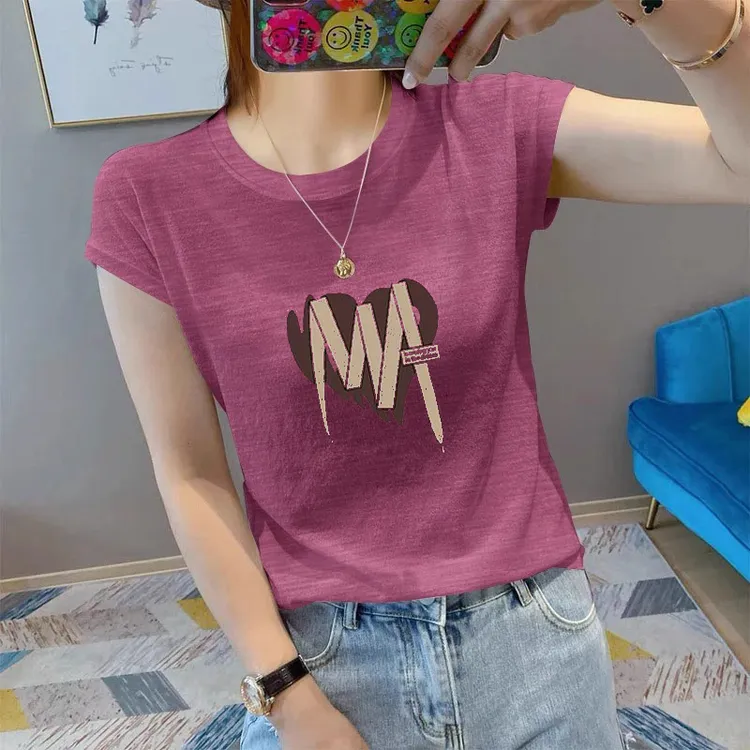 202夏季爆款透气竹节麻短袖t恤女圆领宽松显瘦百搭外穿休闲上衣