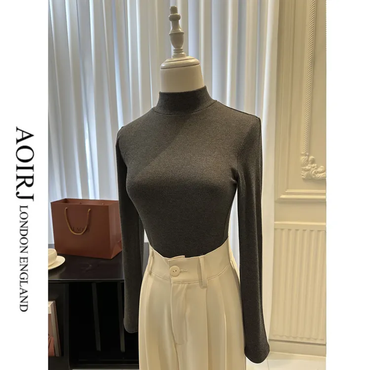 【AOIRJ】中领高领秋冬显瘦修身内搭打底衫上衣新款百搭潮牌女装