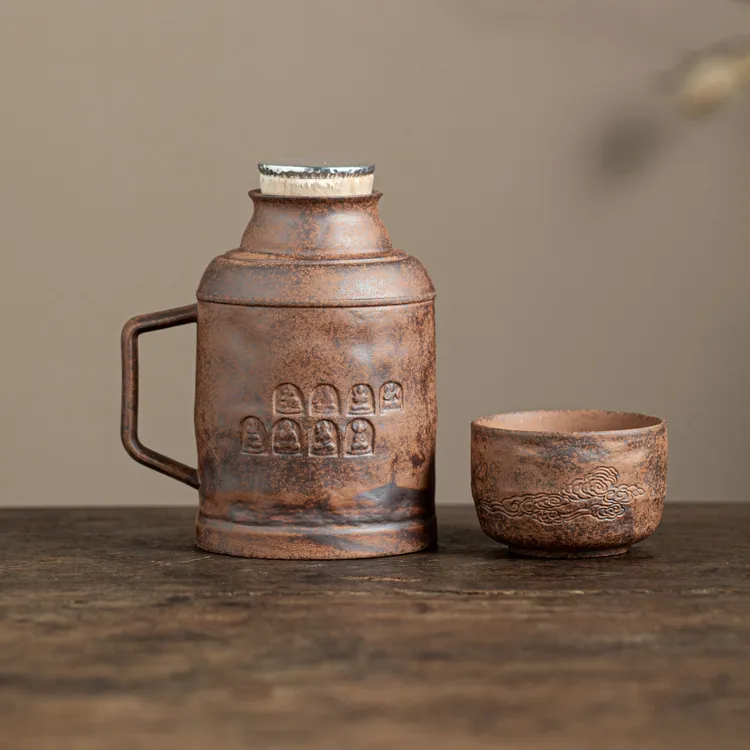 【正版川冶】敦煌焖茶壶.6816.粗陶老岩泥中式无釉泡茶壶泡茶器类