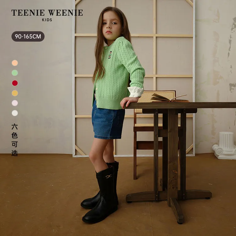 【TW.V系列】TeenieWeenieKids26年女童宝红色绞花开衫TKCK26DC41E