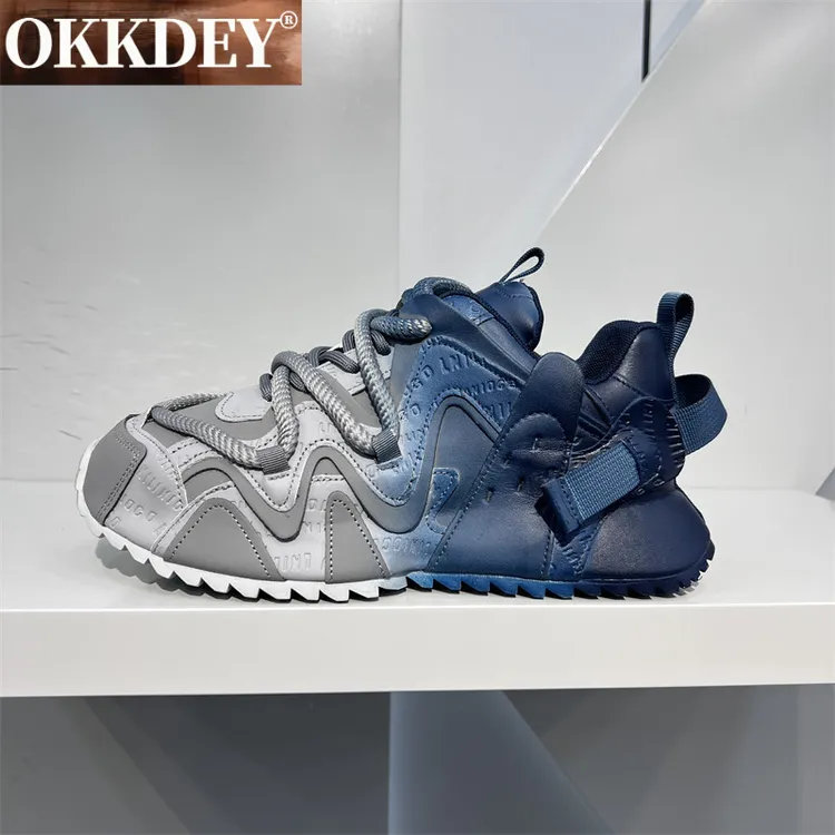 okkdey干净感痞帅男鞋秋季时尚运动轻奢休闲鞋渐变擦潮流鞋子