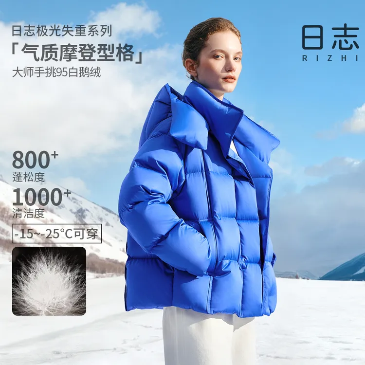 日志【极光失重系列】备短款可脱卸帽磁吸扣羽绒服鹅绒服AD54Y011
