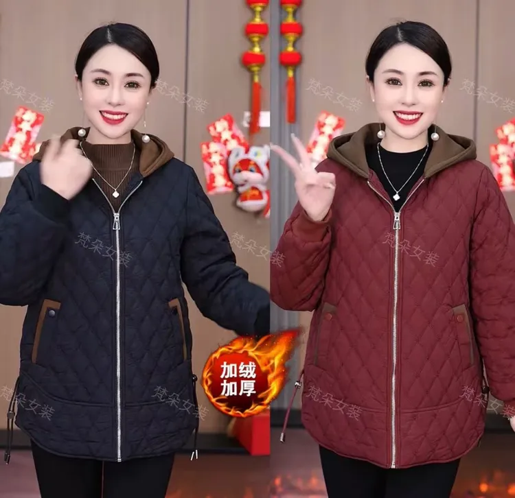 2025新款气质高端秋冬棉衣加绒保暖棉袄休闲百搭宽松连帽上衣棉服