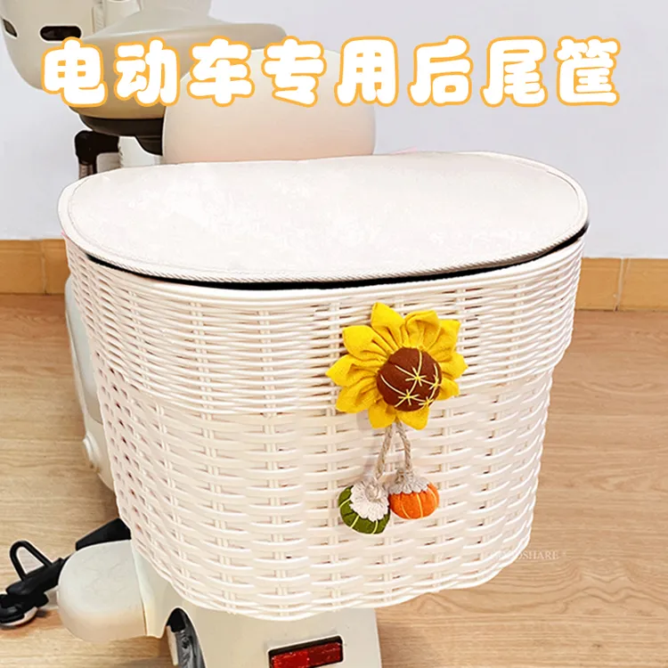 电动车后置车筐大容量防水田园风电瓶摩托车后尾挂篮雨衣收纳神器