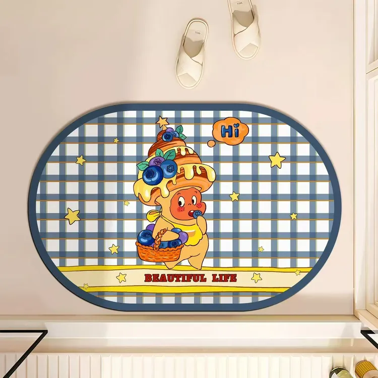 卡通星星人硅藻泥浴室地垫吸水防滑速干易打理卫生间门垫