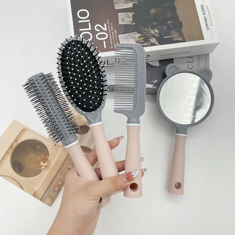 梳子学生宿舍气垫梳气囊梳高颜值卷发内扣造型梳直平梳可爱手持镜