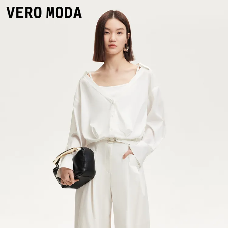 Vero Moda衬衫女2025夏日穿搭假两件纯色上衣百搭时髦325251006