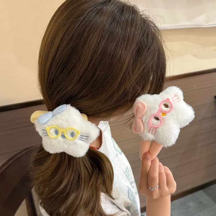 新款大号蝴蝶眼镜星星掰掰夹毛绒发夹百搭ins风少女心学生发饰女