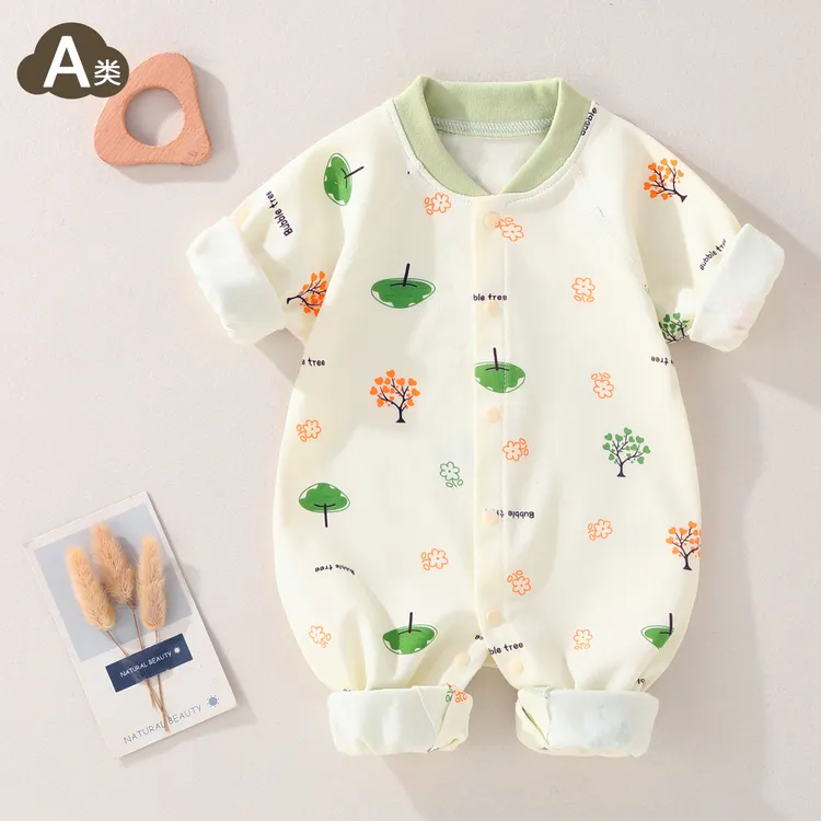 婴儿连体衣纯棉内衣初生宝宝爬服幼儿长袖0-3个月新生儿衣服春秋