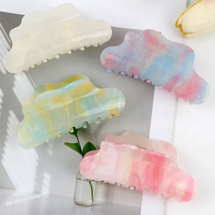 气质韩版云朵变色大抓夹女式鲨鱼发卡时尚清新头饰百搭可爱