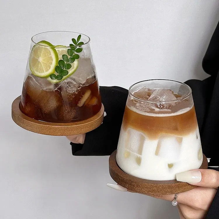 六里富士山杯玻璃杯ins风冰美式拿铁咖啡杯家用冷饮杯饮料杯水杯