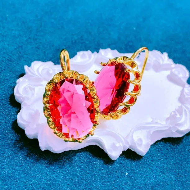 铜合金玻璃耳饰 yakutrang 妈妈款qiqak 耳环 时尚洋气