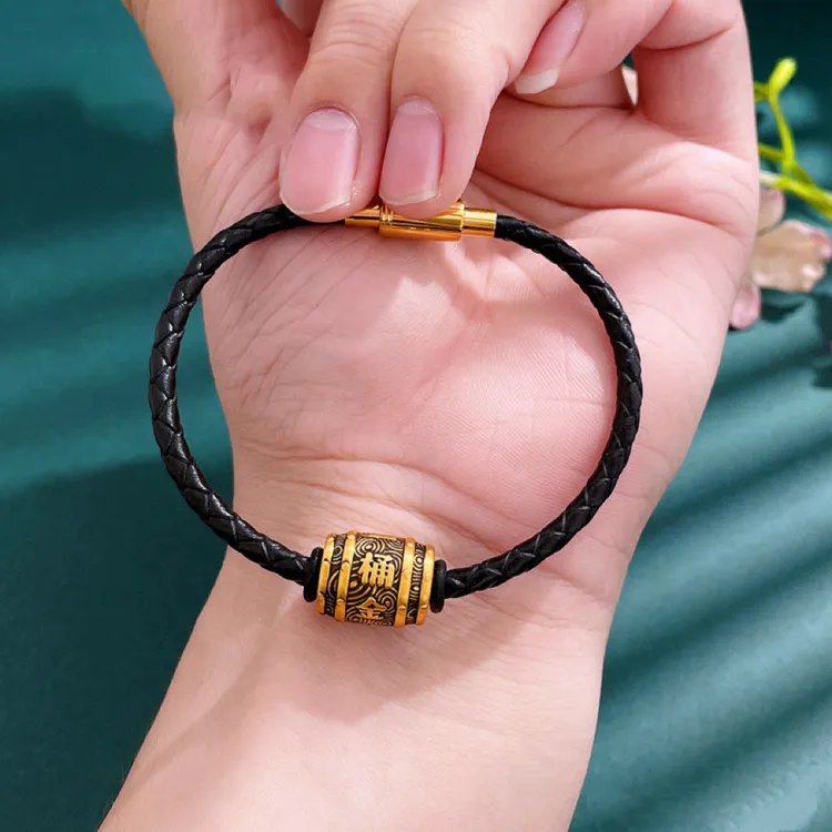 足金999黄金一桶金黄金转运珠纯金手链手串配件520送女朋友礼物