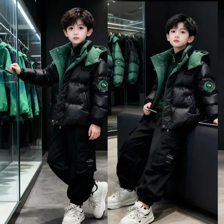 男童中大童防污免洗加厚棉服洋气潮儿童时尚保暖韩版冬款