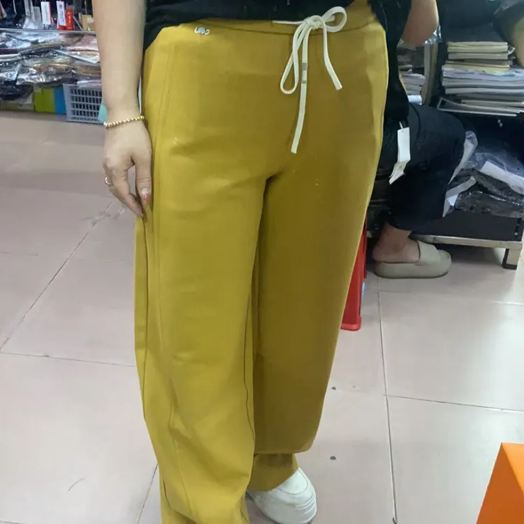 【成田细娜服装】马卡龙美式复古休闲弯刀阔腿裤高腰显瘦