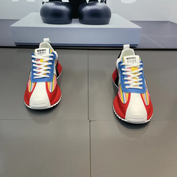 春夏新款皮拼布低帮系带包底舒适透气百搭男士运动休闲鞋