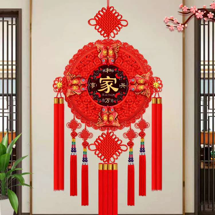 圆形八鱼中国结客厅餐厅卧室挂件民族风挂饰喜庆手编中国结
