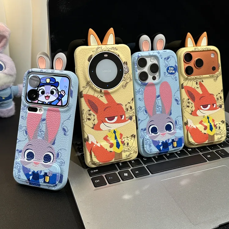 可爱线条卡通尼克朱迪适用苹果17手机壳16华为vivoppo小米15情侣