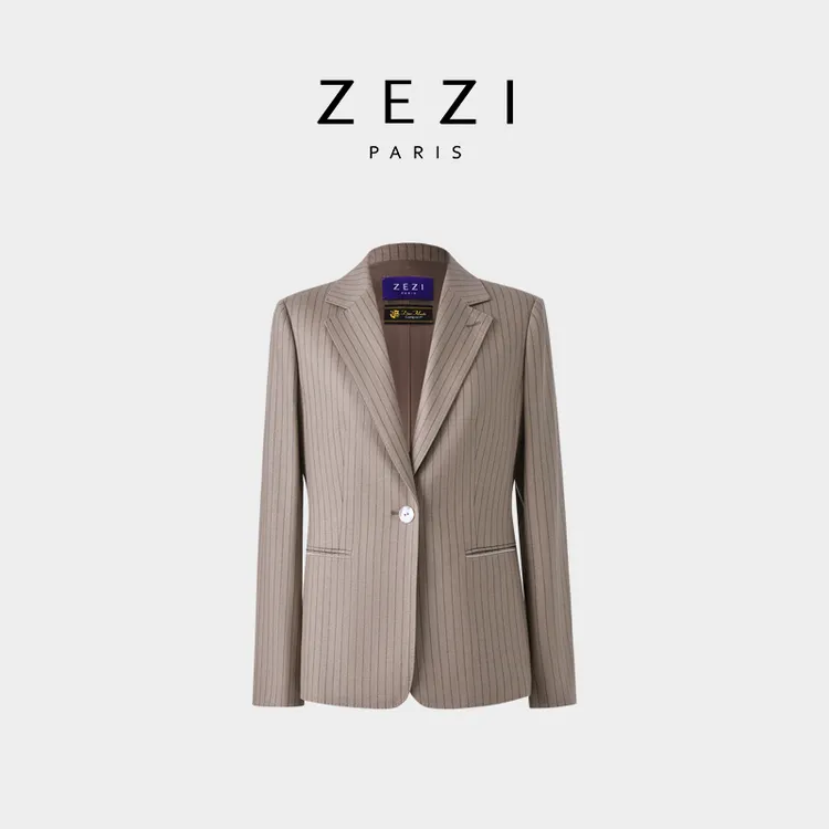 ZEZI意大利进口Filarte面料_绵羊毛西装一粒扣商务通勤时尚西服新