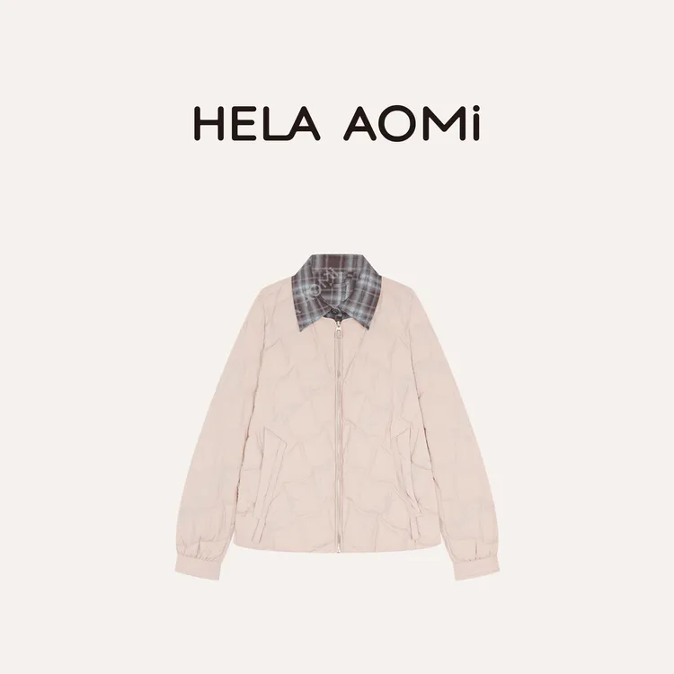 HELA AOMI “菠萝包”90白鸭绒拼格假两件层次感羽绒服CY5DC64401