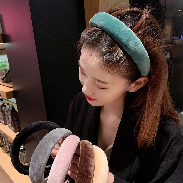 复古彩色海绵发箍女韩国高级感绝美增高颅顶头饰2025新款丝绒头箍
