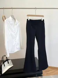 B性价比力荐！LULU风~显瘦显腿长！高弹微喇休闲裤 C10 女装 H6988 