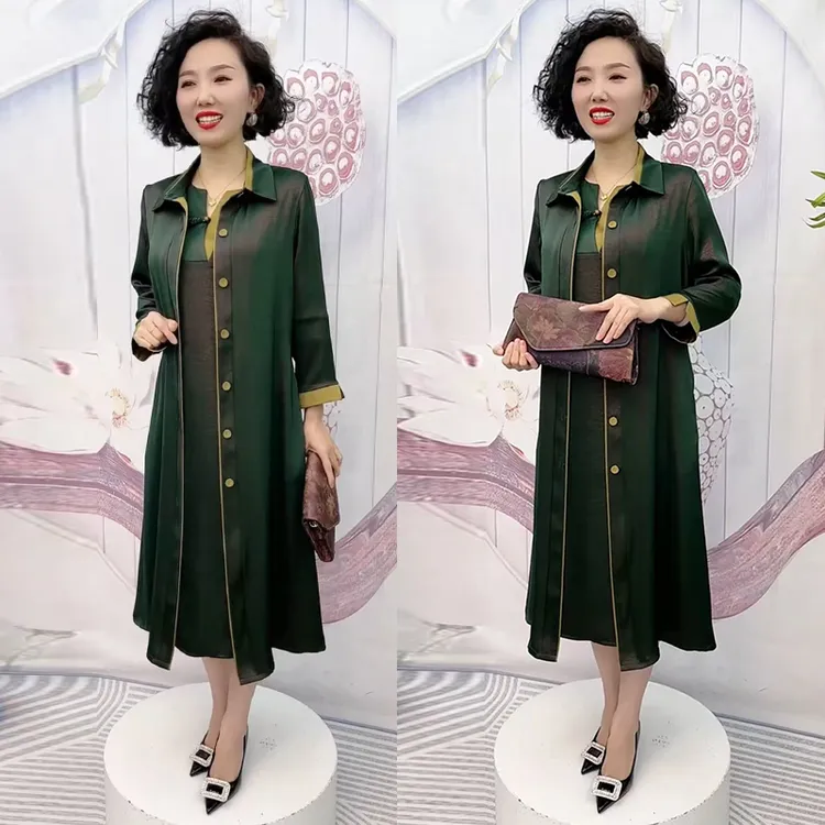 2025薄款风衣外套春夏新款垂坠感阔太太高档提花外披时尚妈妈开衫