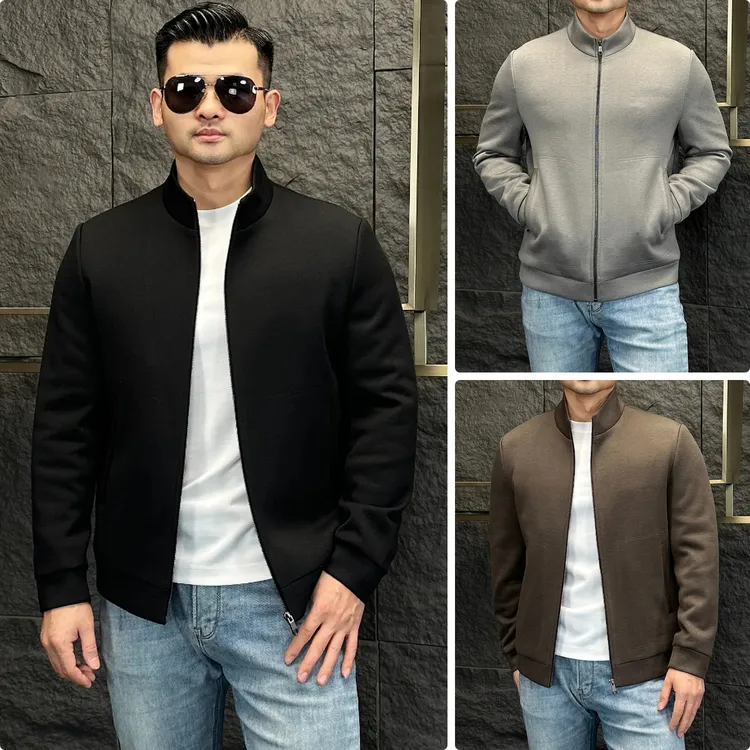 冬季Z家时尚休闲90%鹅绒男士羽绒服立领短款夹克加厚保暖羊毛外套