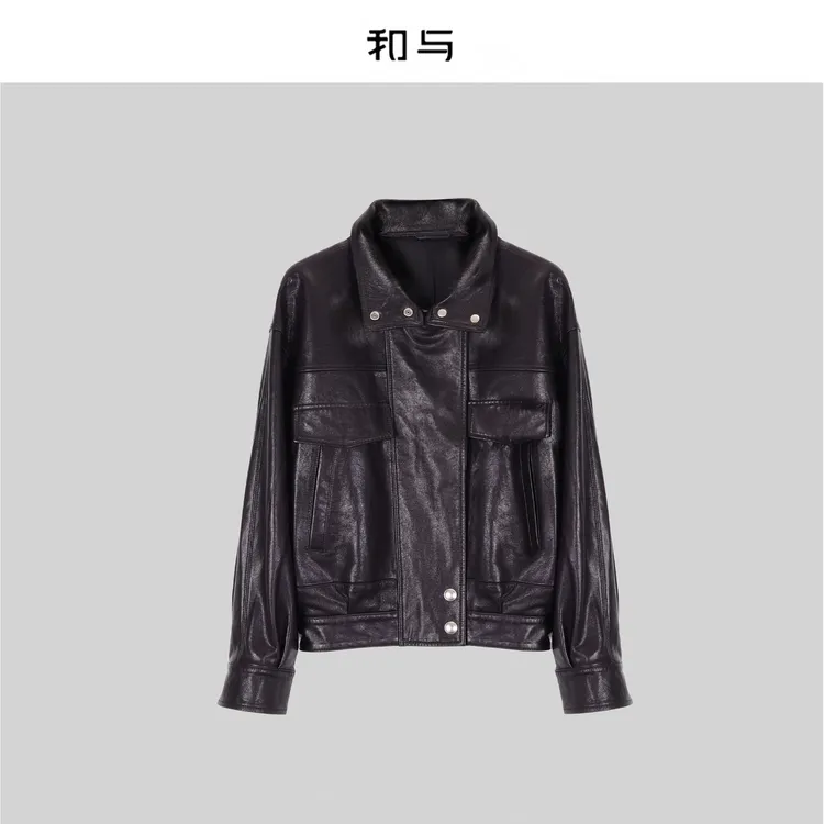 和与｜复古羊皮机车外套H53MYY10022