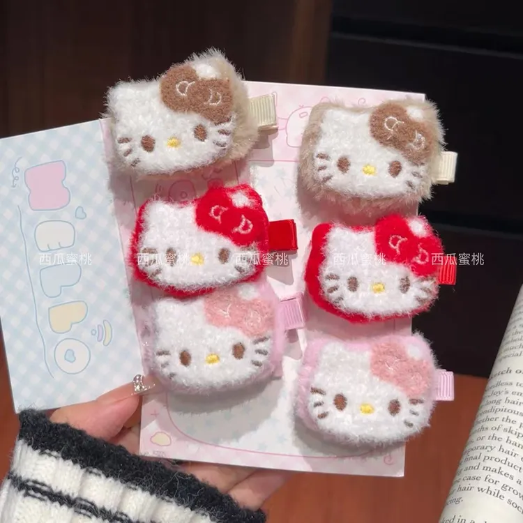 可爱卡通毛绒猫咪发夹侧边刘海夹学生发卡碎发鸭嘴夹少女心头饰秋