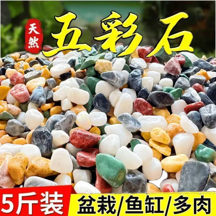 天然彩色石子五彩石花盆栽多肉铺面雨花五花石子鱼缸底砂养花石子