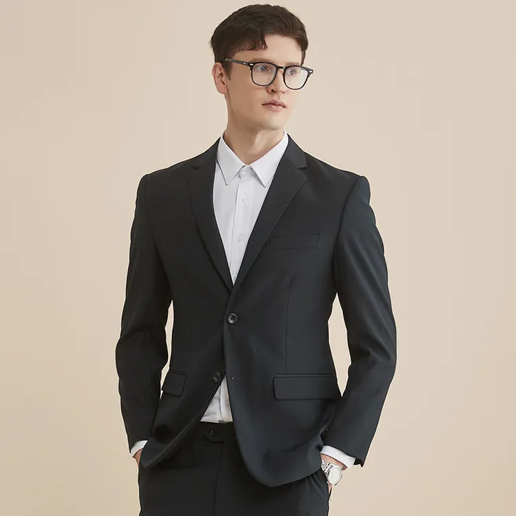 秋冬通勤男士西服套装订婚礼服新郎结婚商务黑色西装职业正装有型