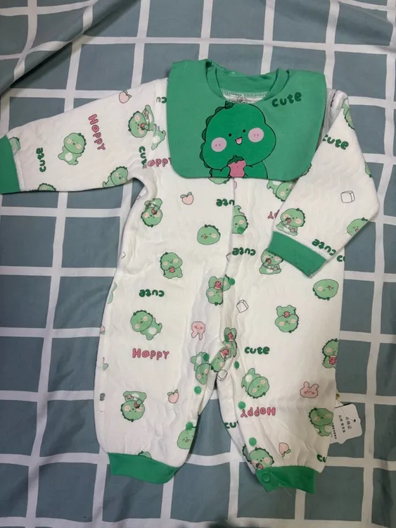 春秋款空气棉全衣无骨闭裆哈衣爬服婴儿纯棉恐龙